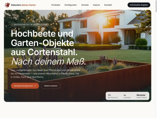 Screenshot der Webseite Dekoriere deinen Garten